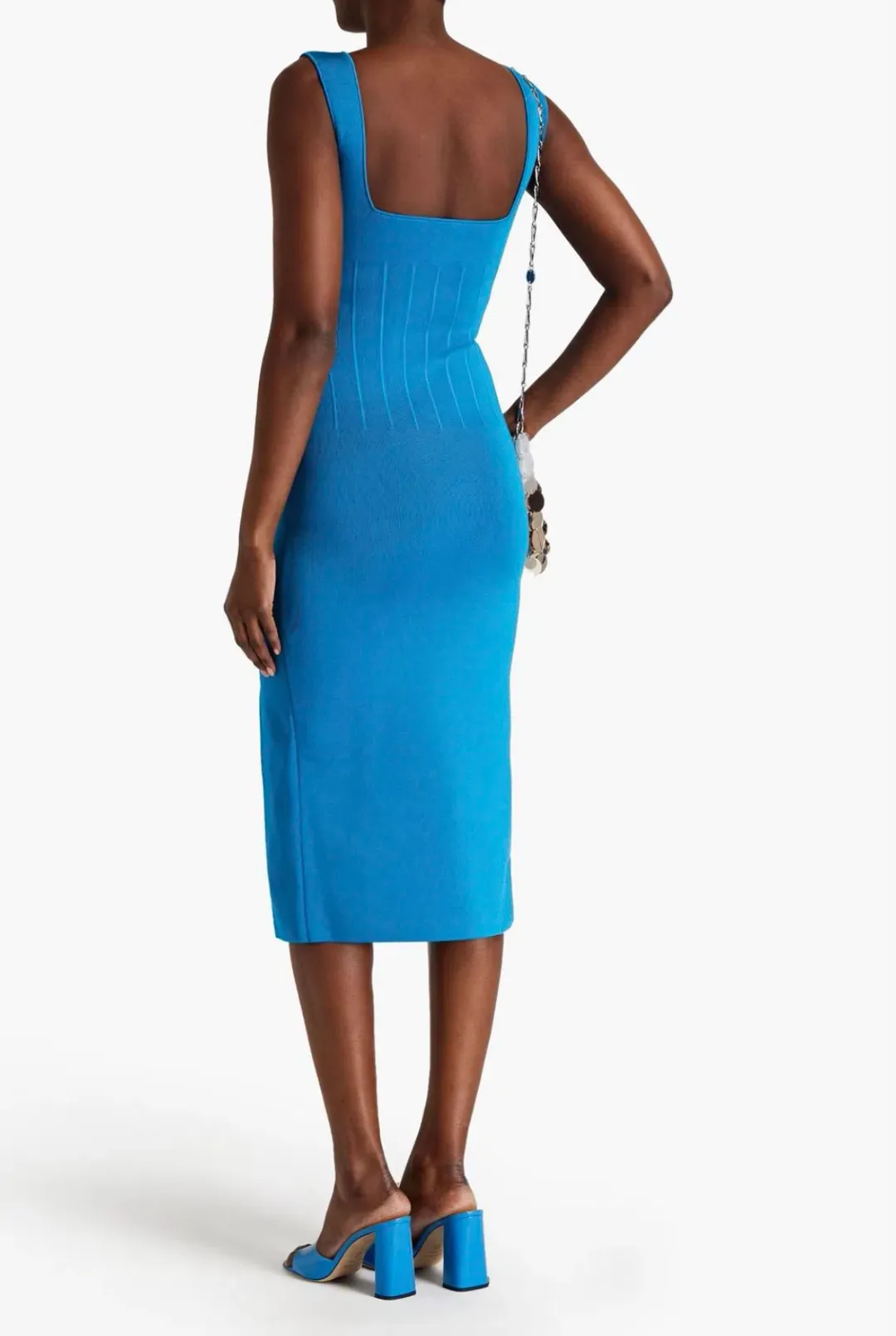 Galvan London Electra Stretch Knit Midi Dress Electric Blue Size XL / AU 16 for rent on The Volte - main image