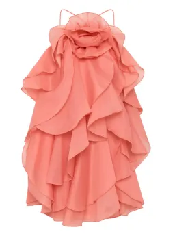 Aje Pandorea Layered Mini Dress Washed Coral Size 6 for rent on The Volte - image 8