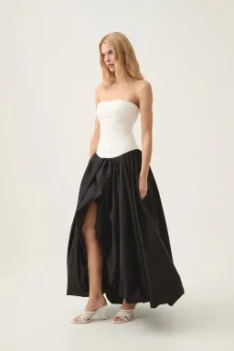 AJE Violette Bubble Hem Maxi Dress Black/White Size 8 for rent on The Volte - image 3