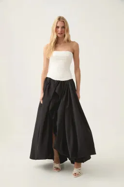 AJE Violette Bubble Hem Maxi Dress Black/White Size 8 for rent on The Volte - image 2