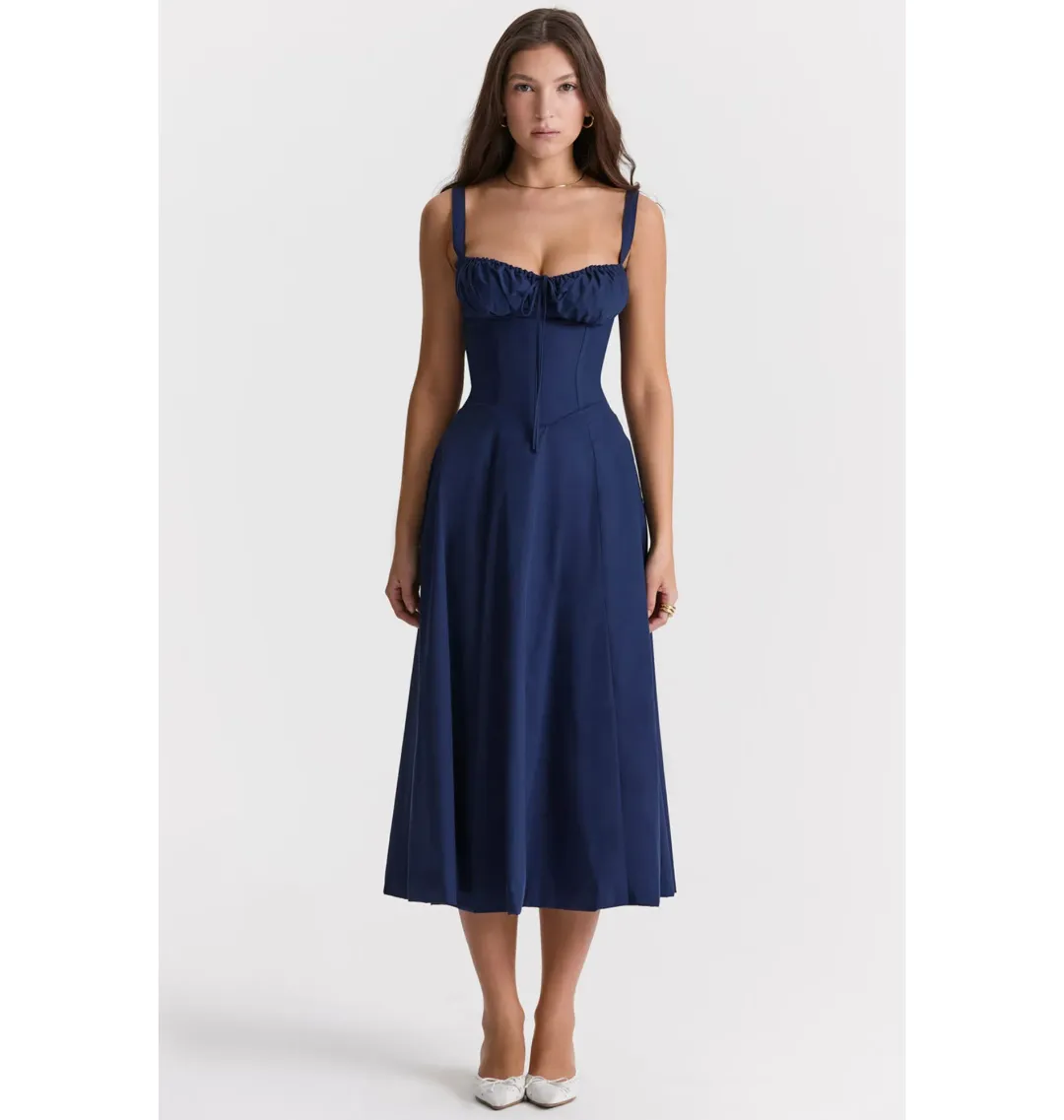 House of CB Carmen Bustier Sundress French Navy Size AU 6 for rent on The Volte - main image