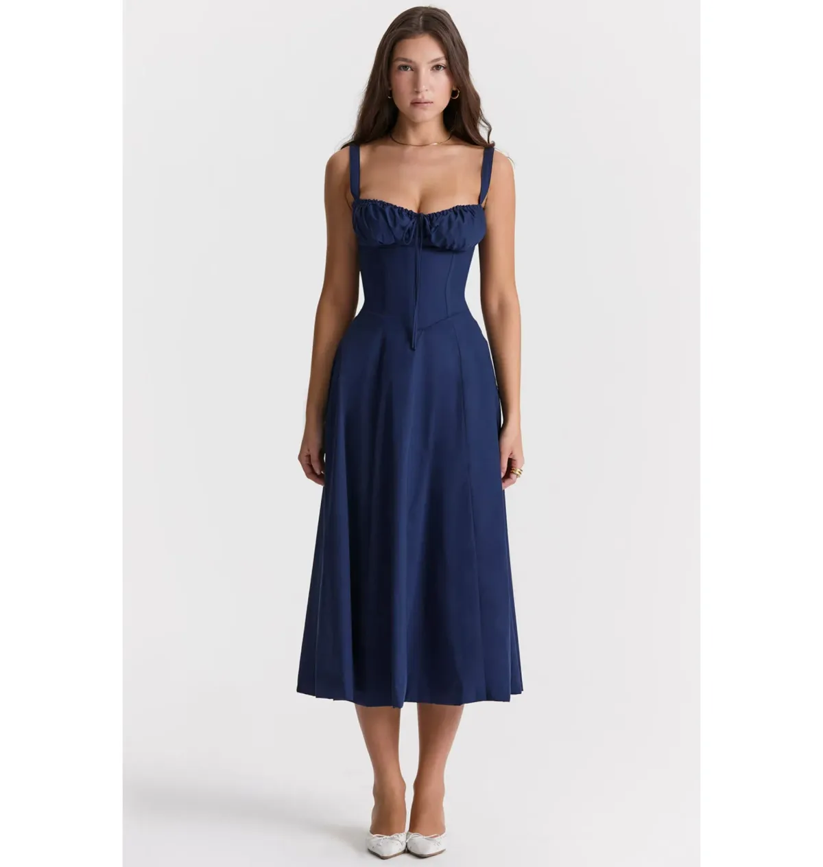 House of CB Carmen Bustier Sundress French Navy Size AU 6 for rent on The Volte - main image