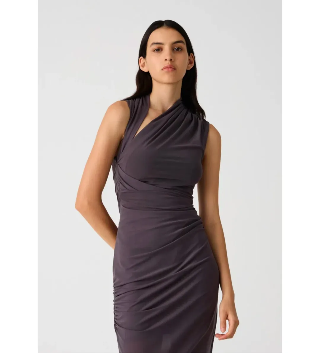 Misha Tillie Mesh Midi Dress in Slate Size 8 for rent on The Volte - main image