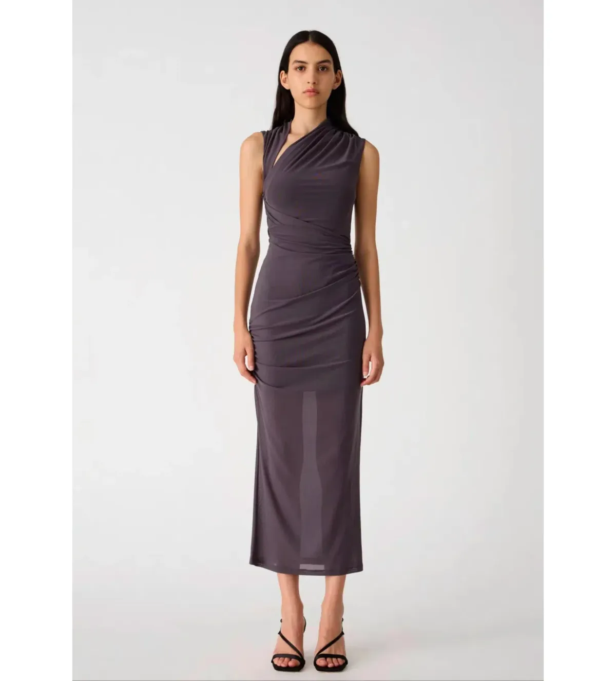 Misha Tillie Mesh Midi Dress in Slate Size 8 for rent on The Volte - main image