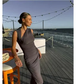 Misha Tillie Mesh Midi Dress in Slate Size 8 for rent on The Volte - image 6