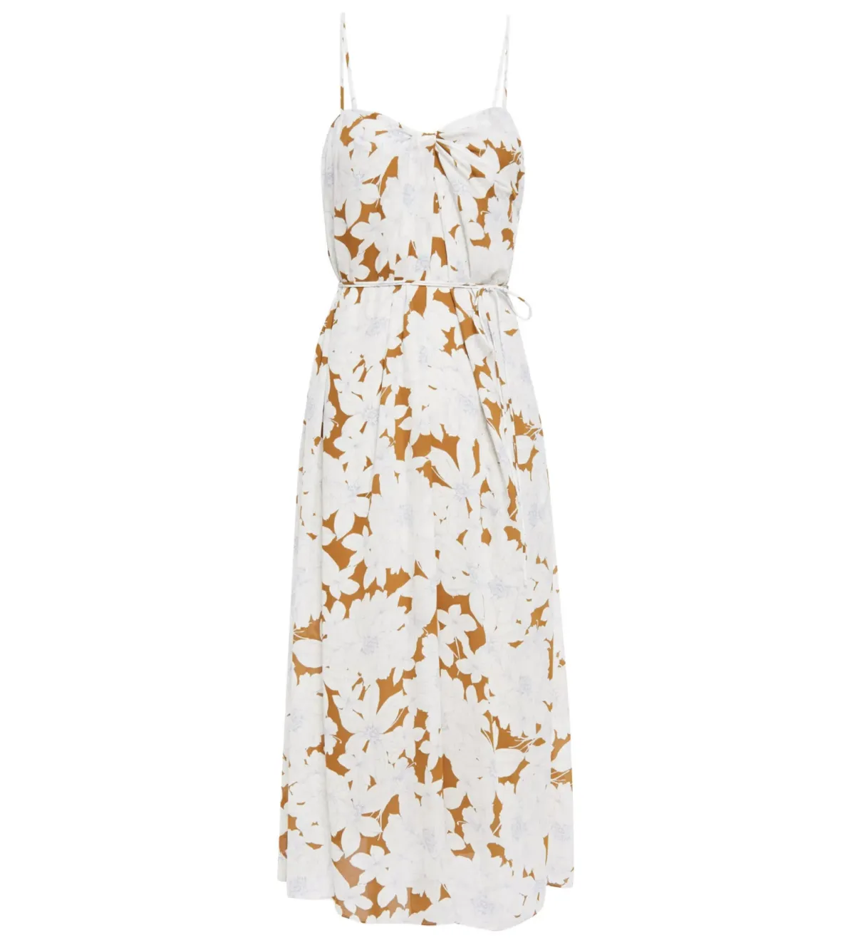 Vince Dress Midi Tropical Bloom Twist Teakwood Floral Size L / AU 12 - Image 3