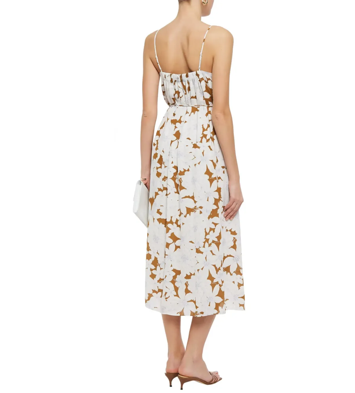 Vince Dress Midi Tropical Bloom Twist Teakwood Floral Size L / AU 12 - Image 2