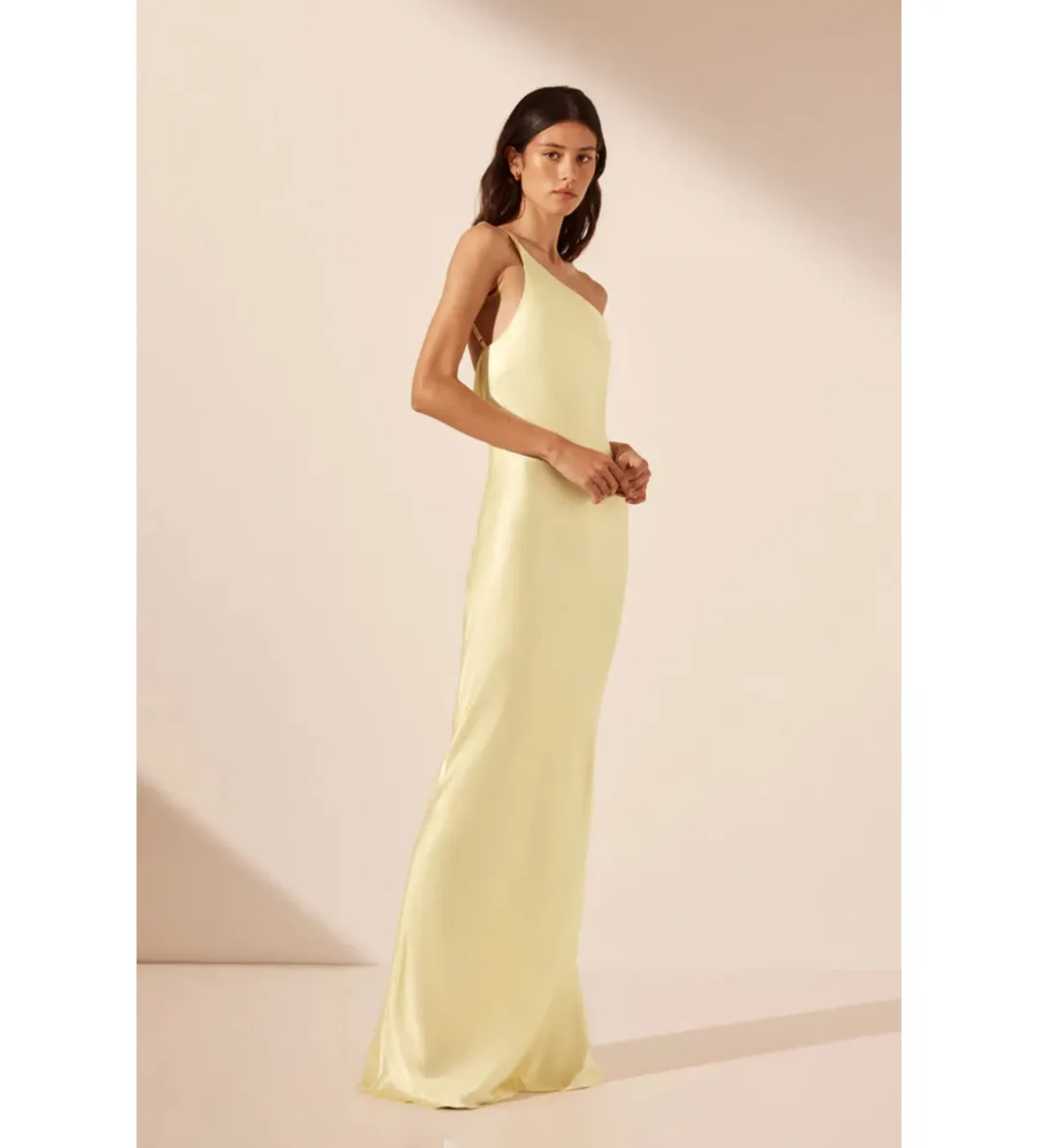 Shona Joy La Lune Cowl Back Maxi Dress in Lemon Size AU 8 for rent on The Volte - main image