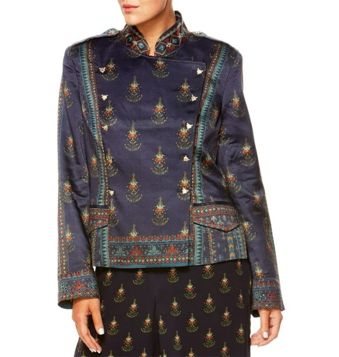 Camilla Bliss Of Bohemia Blazer Double Breasted Tailored Jacket Boho Leopard Size 10/M for rent on The Volte - main image
