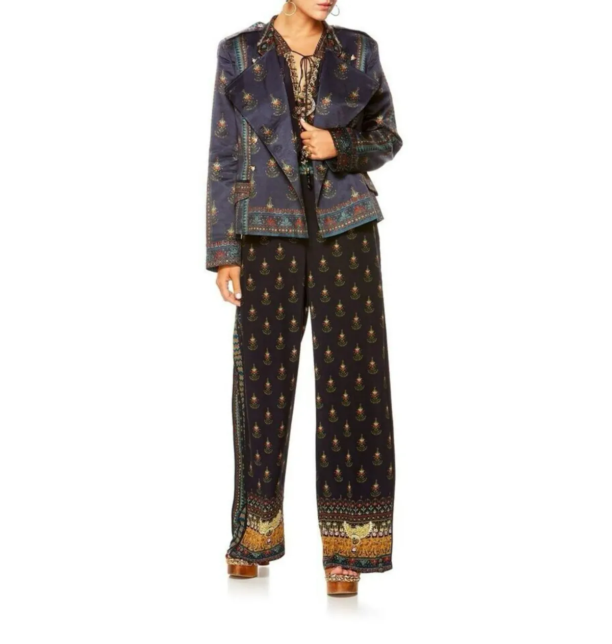 Camilla Bliss Of Bohemia Blazer Double Breasted Tailored Jacket Boho Leopard Size 10/M - Image 1