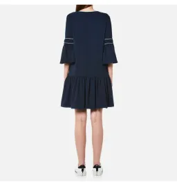 Ganni Clark Dress Total Eclipse Bell Sleeves Navy Blue Size 38 / AU 10 for rent on The Volte - image 4
