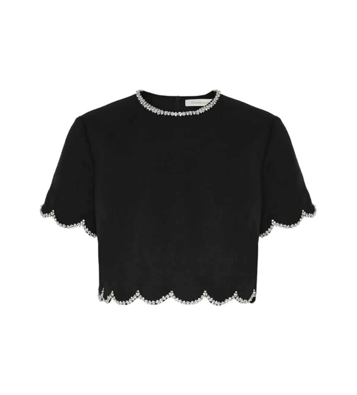 Zimmermann Crush Scallop Top and Skirt Size 0P / AU 6 Set in Black - Image 4