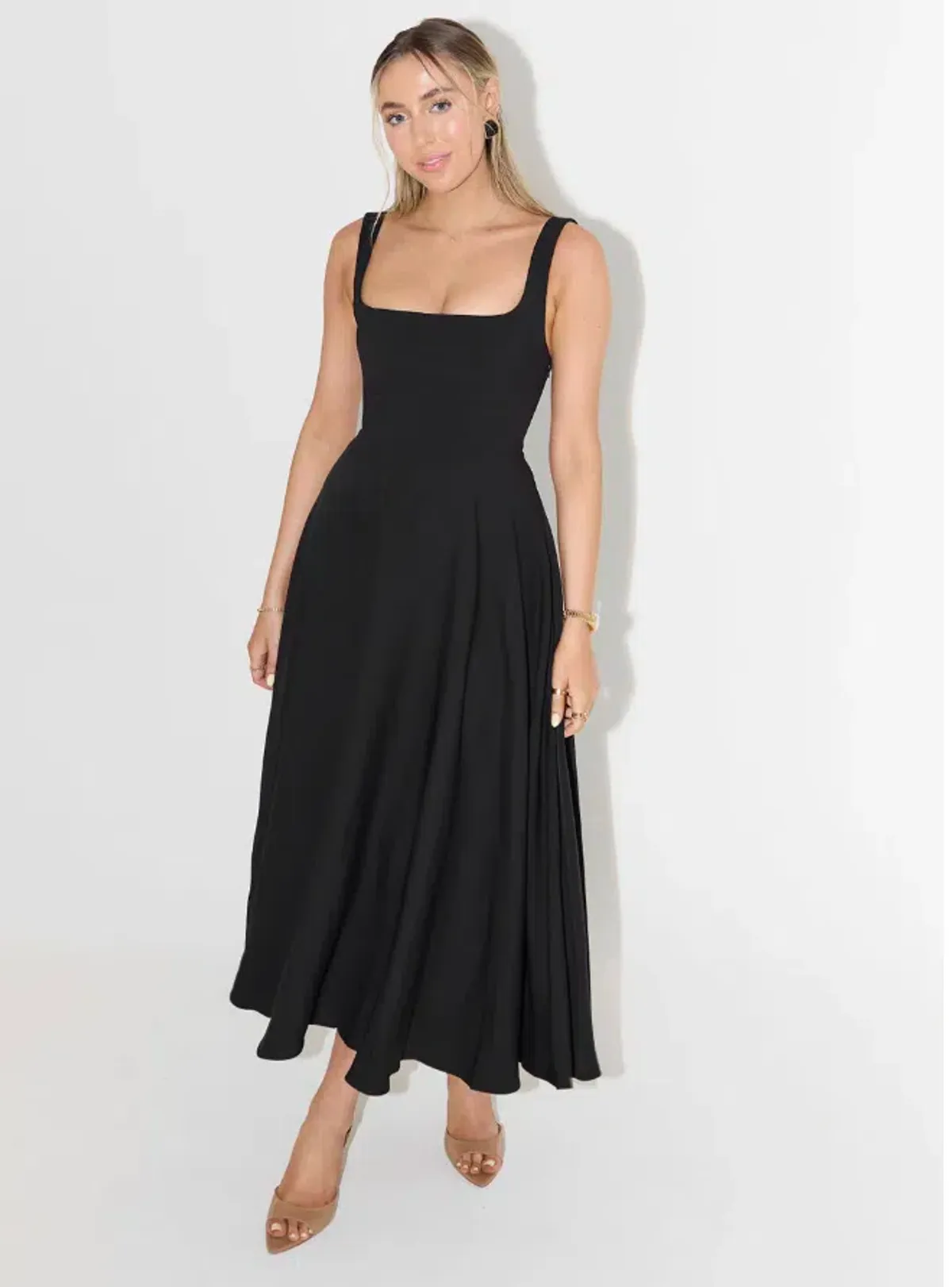 Odd Muse Ultimate Muse High Waist Square Neck Midi Dress Black Size AU 12 - Image 1