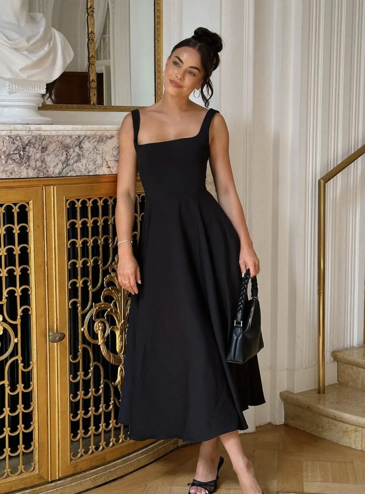 Odd Muse Ultimate Muse High Waist Square Neck Midi Dress Black Size AU 12 - Image 6
