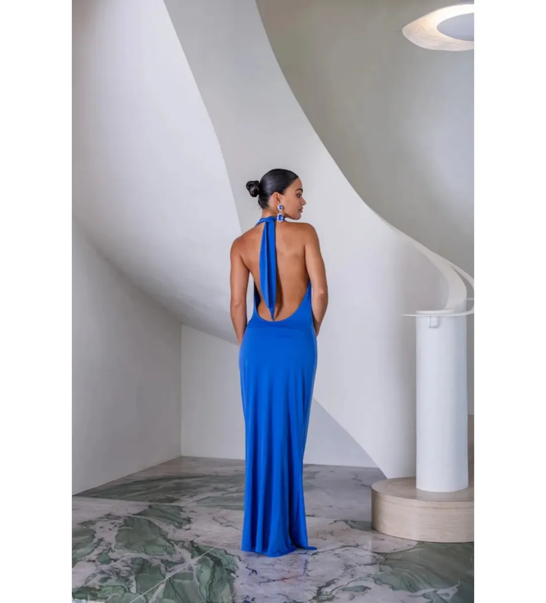 Sneaky Link Saint Plunge Maxi Dress in Sapphire Size AU 8 for rent on The Volte - main image