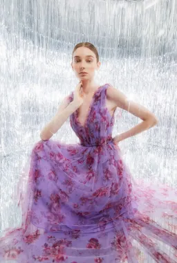 Lela Rose Floral Tiered Tulle Dress Purple Size AU 14 for rent on The Volte - image 1