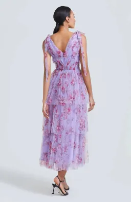 Lela Rose Floral Tiered Tulle Dress Purple Size AU 14 for rent on The Volte - image 4