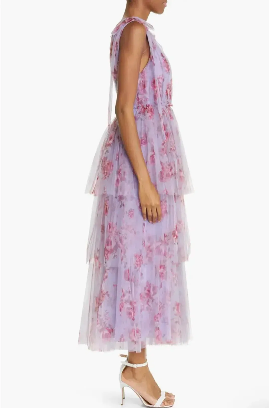 Lela Rose Floral Tiered Tulle Dress Purple Size AU 14 for rent on The Volte - main image