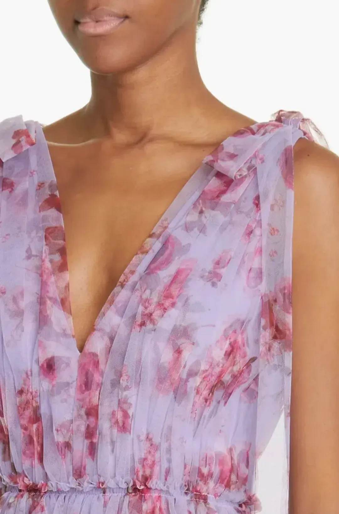 Lela Rose Floral Tiered Tulle Dress Purple Size AU 14 for rent on The Volte - main image