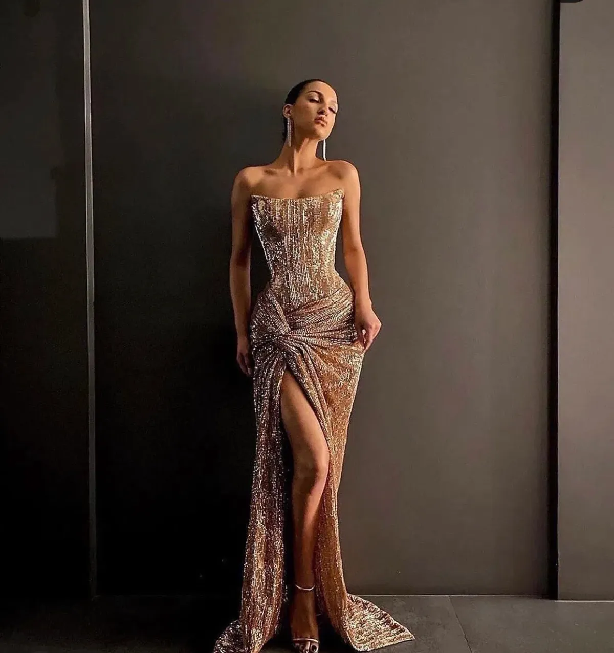 Lia Stublla Chanel Gown Rose Gold Size 6 - Image 1