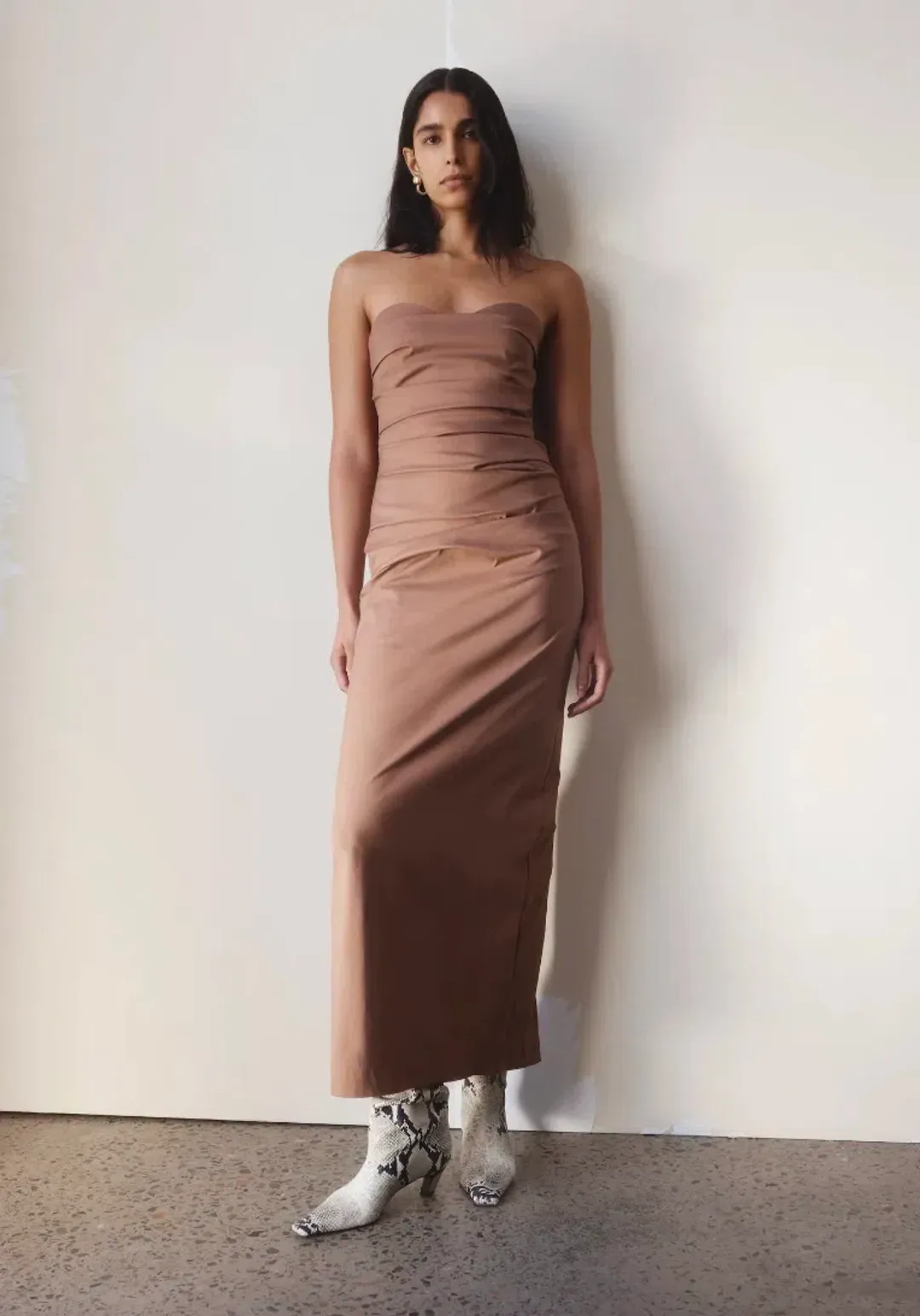 Sir the Label Alba Strapless Maxi Dress Gown in Mocha Size 2 / AU 10 / M for rent on The Volte - main image
