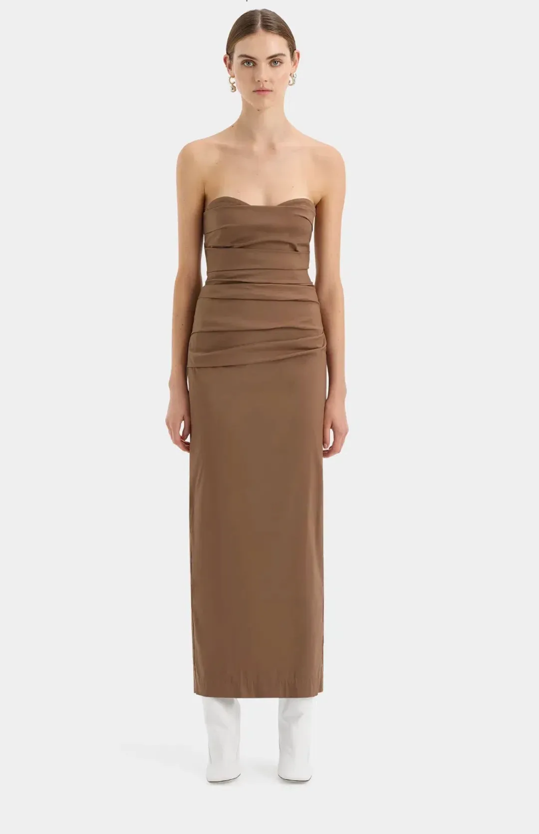 Sir the Label Alba Strapless Maxi Dress Gown in Mocha Size 2 / AU 10 / M for rent on The Volte - main image