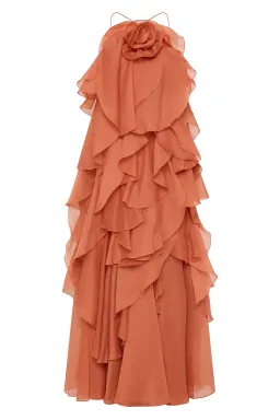 Aje Pandorea Layered Maxi Dress Coral Clay Size 6 for rent on The Volte - image 3