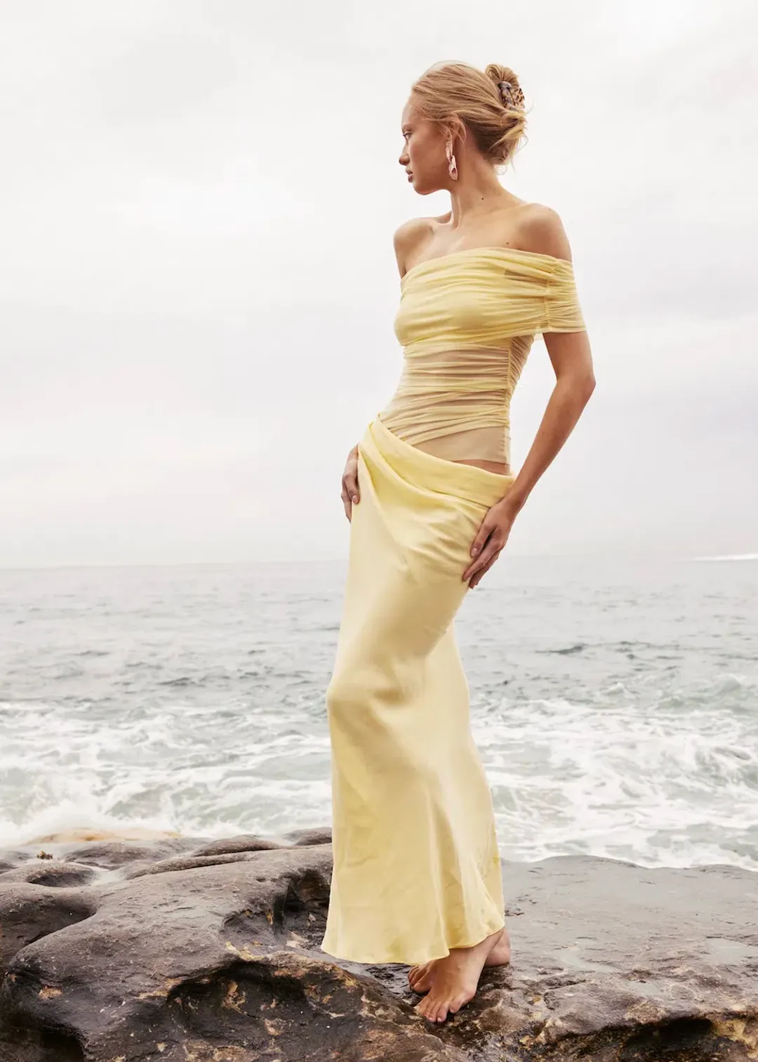 Benni Nico Off Shoulder Maxi Dress Yellow Size 8 / AU 8 for rent on The Volte - main image