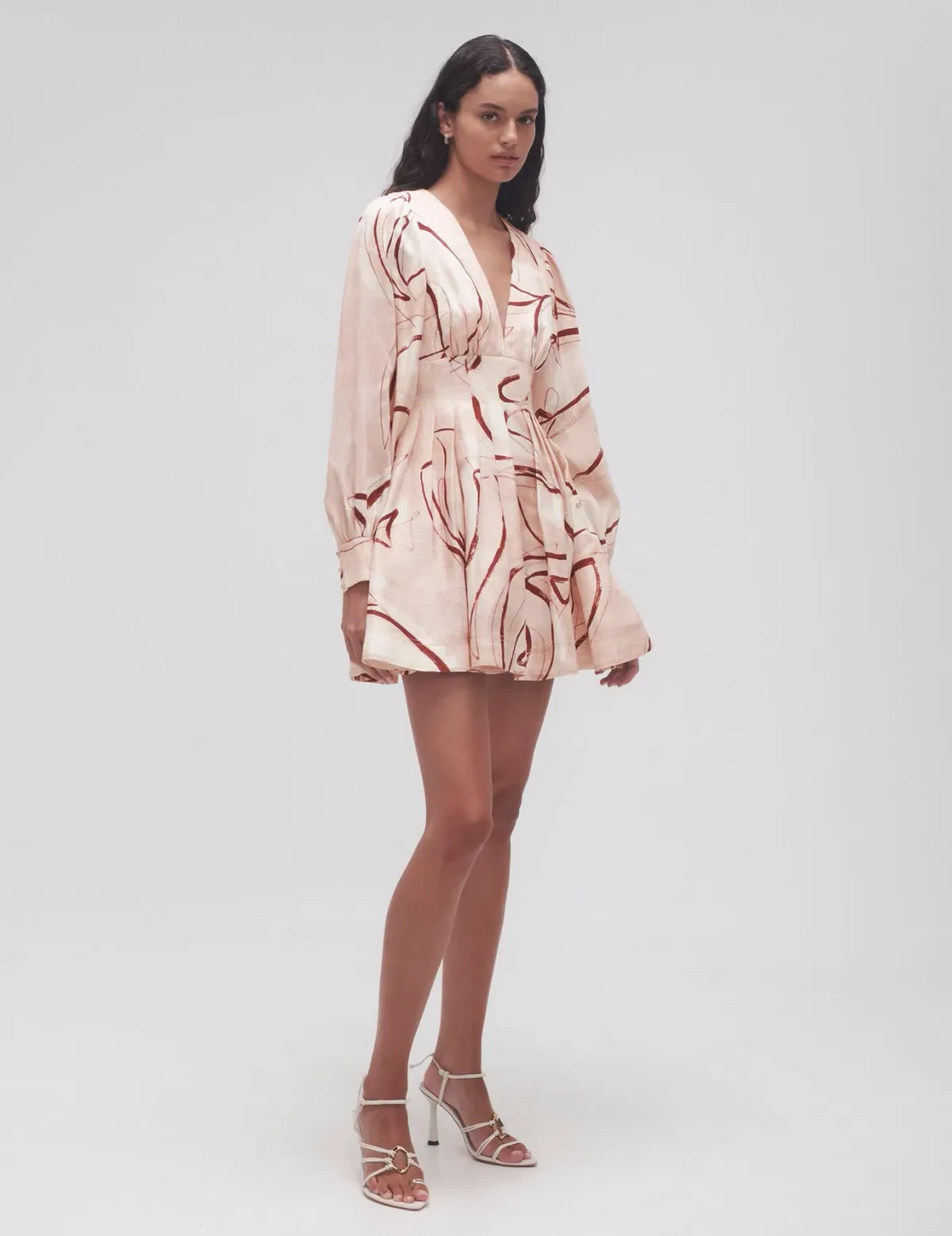 Aje Amelia Plunge Mini Dress Whimsical Dove Size 8 - Image 1