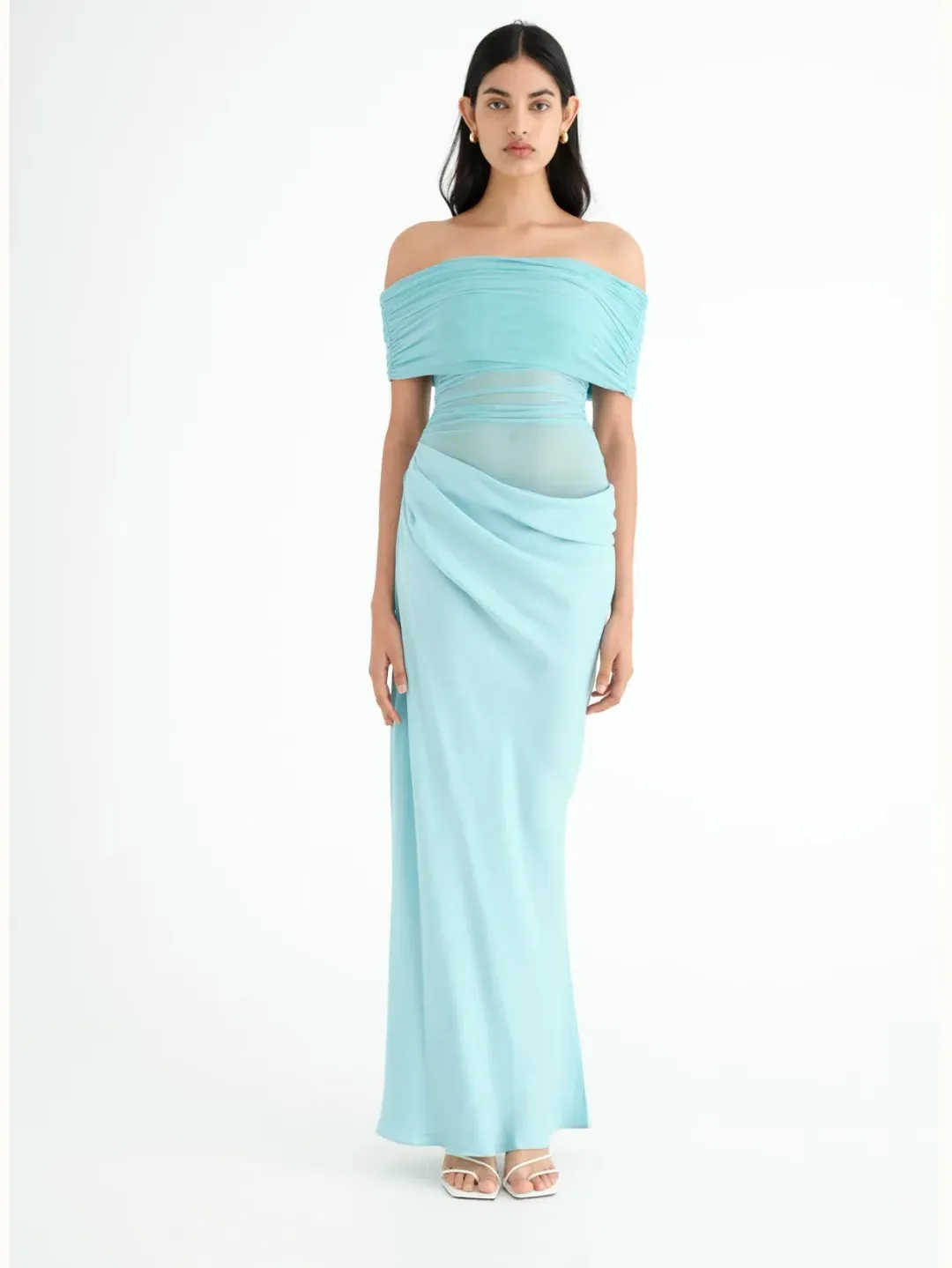 Benni Nico off Shoulder Maxi Dress in Aquamarine Size 10 for rent on The Volte - main image