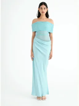 Benni Nico off Shoulder Maxi Dress in Aquamarine Size 10 for rent on The Volte - image 2