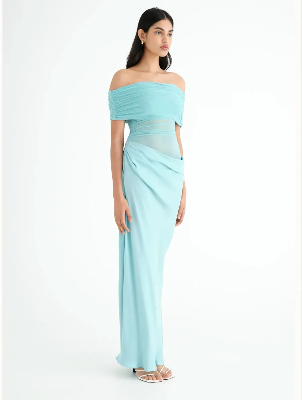 Benni Nico off Shoulder Maxi Dress in Aquamarine Size 10 - Image 1