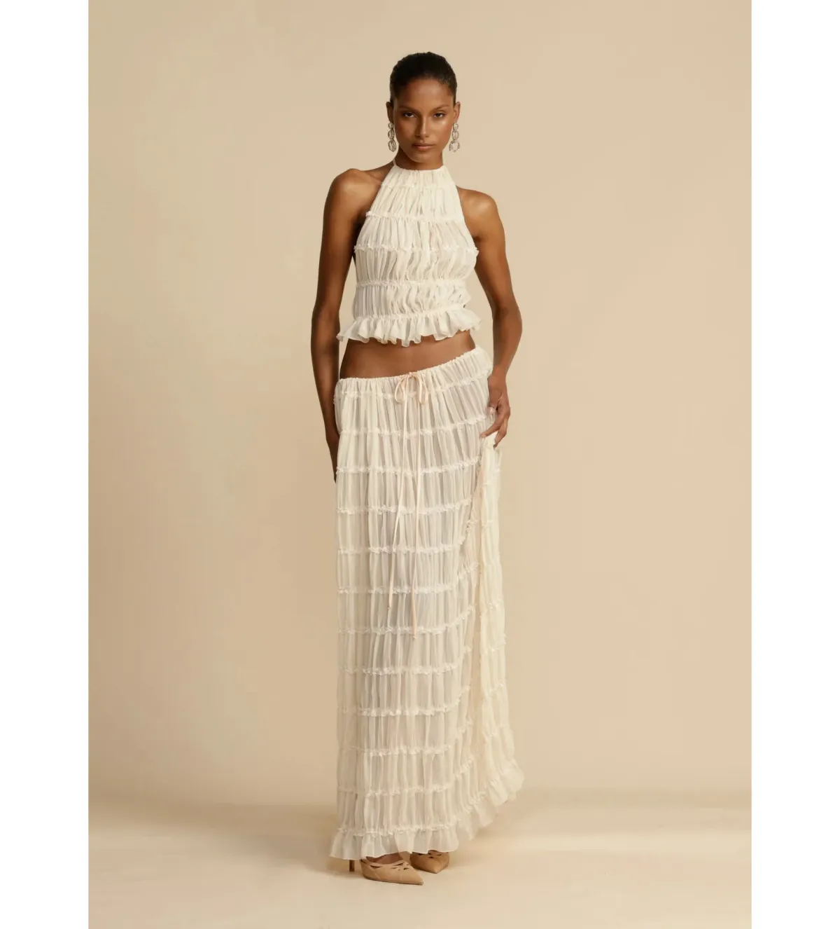 Arcina Ori Juliette Halter and Skirt Set Cream Size Small / AU 8 - Image 2