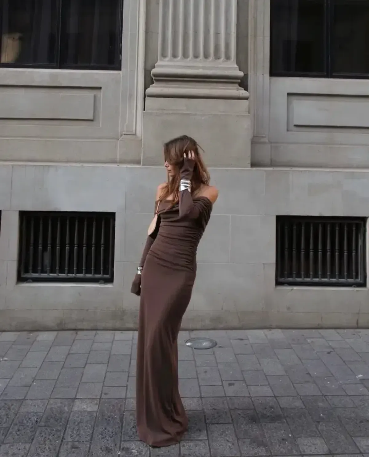Benni Lorena Maxi Dress in Ash Brown Size 8 - Image 3