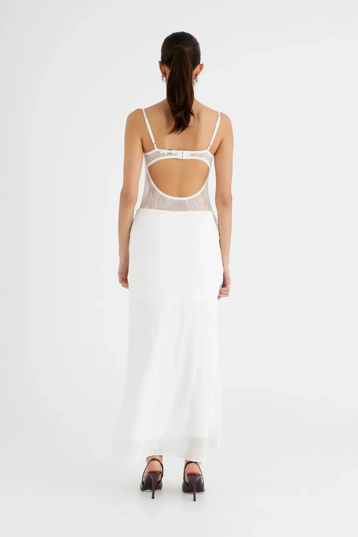 Benni Gabriel Maxi Dress White Lace Size 8 - Image 3