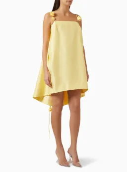 Leo Lin Fiona Rose Mini Dress Sorbet Yellow Size 10 for rent on The Volte - image 1