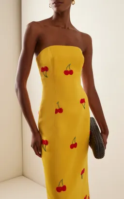 Leo Lin Rayna Embellished Bustier Maxi Dress Cherry Beading Size 14 for rent on The Volte - image 2