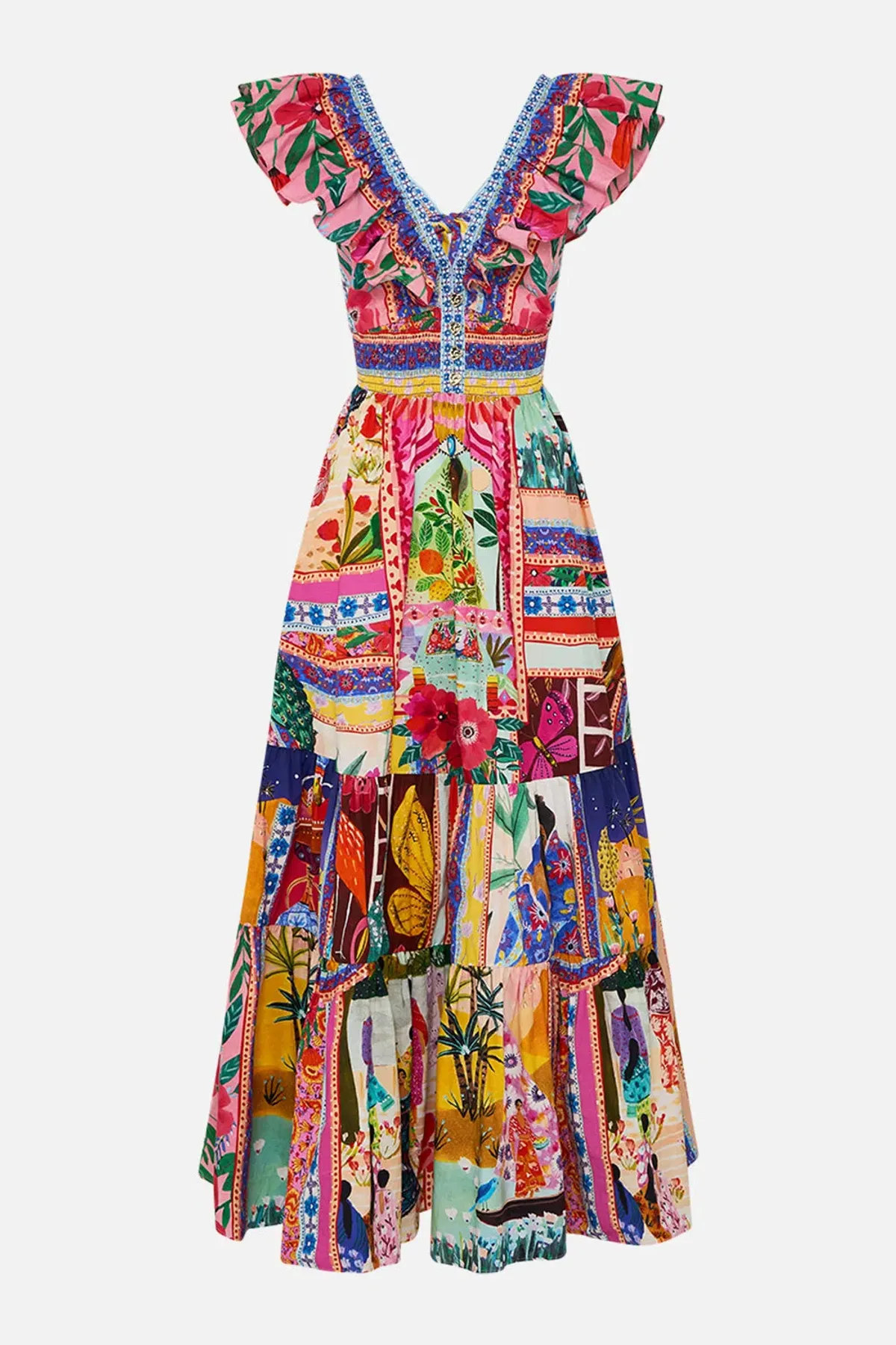 Camilla Roeqiya's Realm Tiered Maxi Dress With Neck Frill Print Size M / AU 12 - Image 5