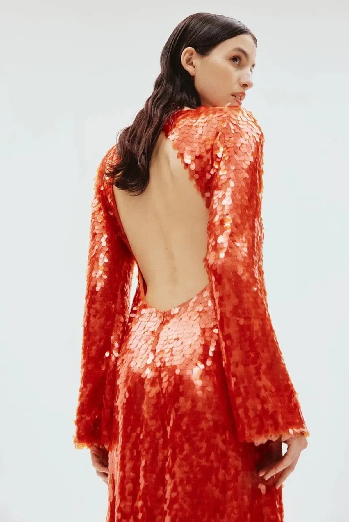 Alemais Geanie Long Sleeve Sequin Gown Red Size 8 AU - Image 4