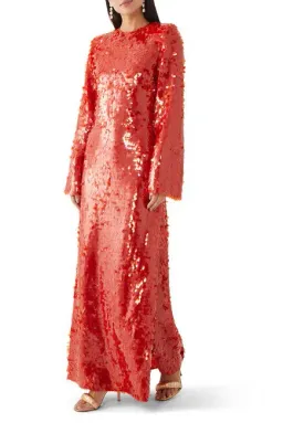 Alemais Geanie Long Sleeve Sequin Gown Red Size 8 AU for rent on The Volte - image 2