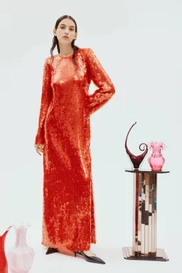 Alemais Geanie Long Sleeve Sequin Gown Red Size 8 AU for rent on The Volte - image 3