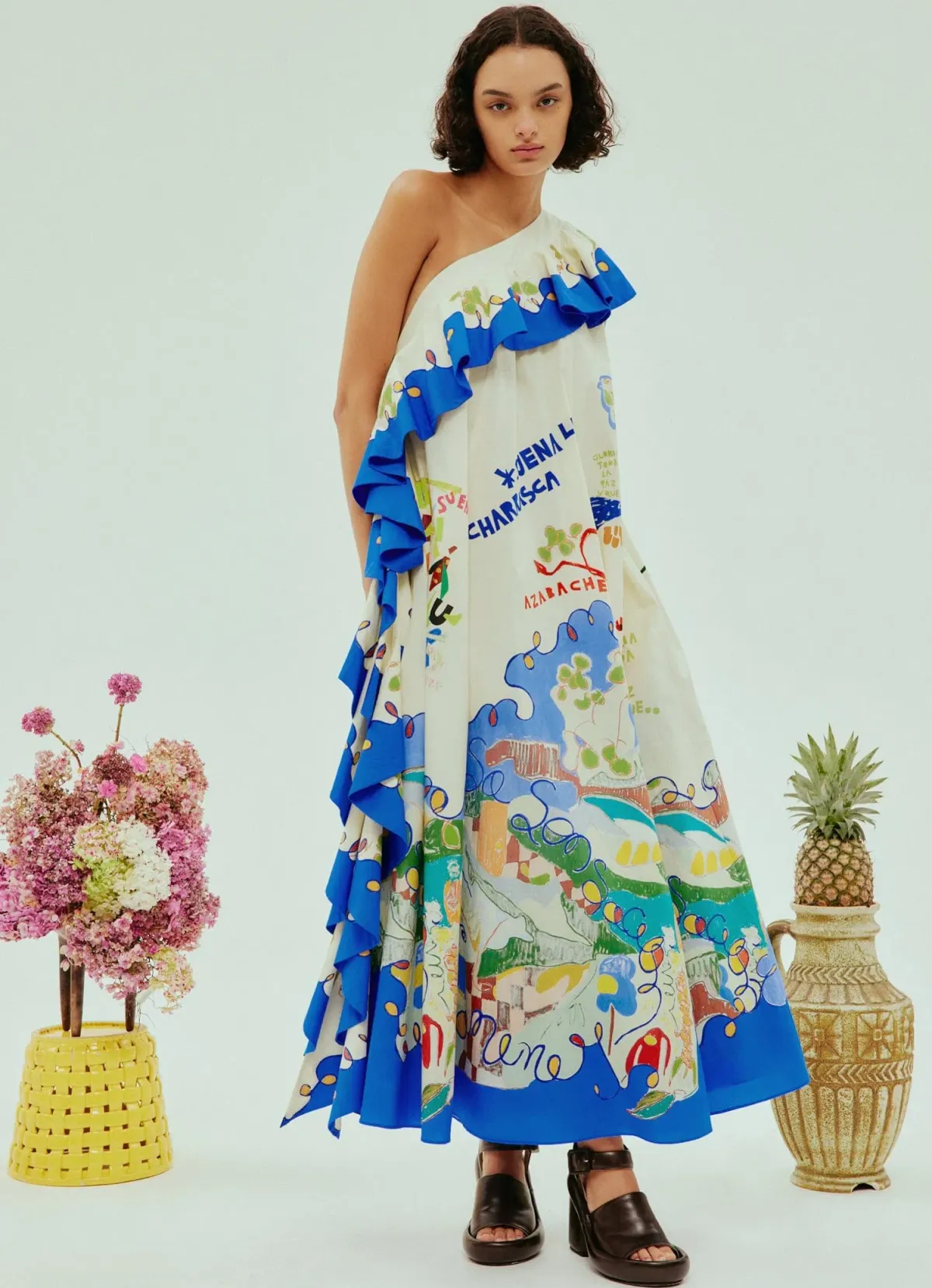 Alemais Nadia One Shoulder Ruffle Dress Print Size 10 for rent on The Volte - main image
