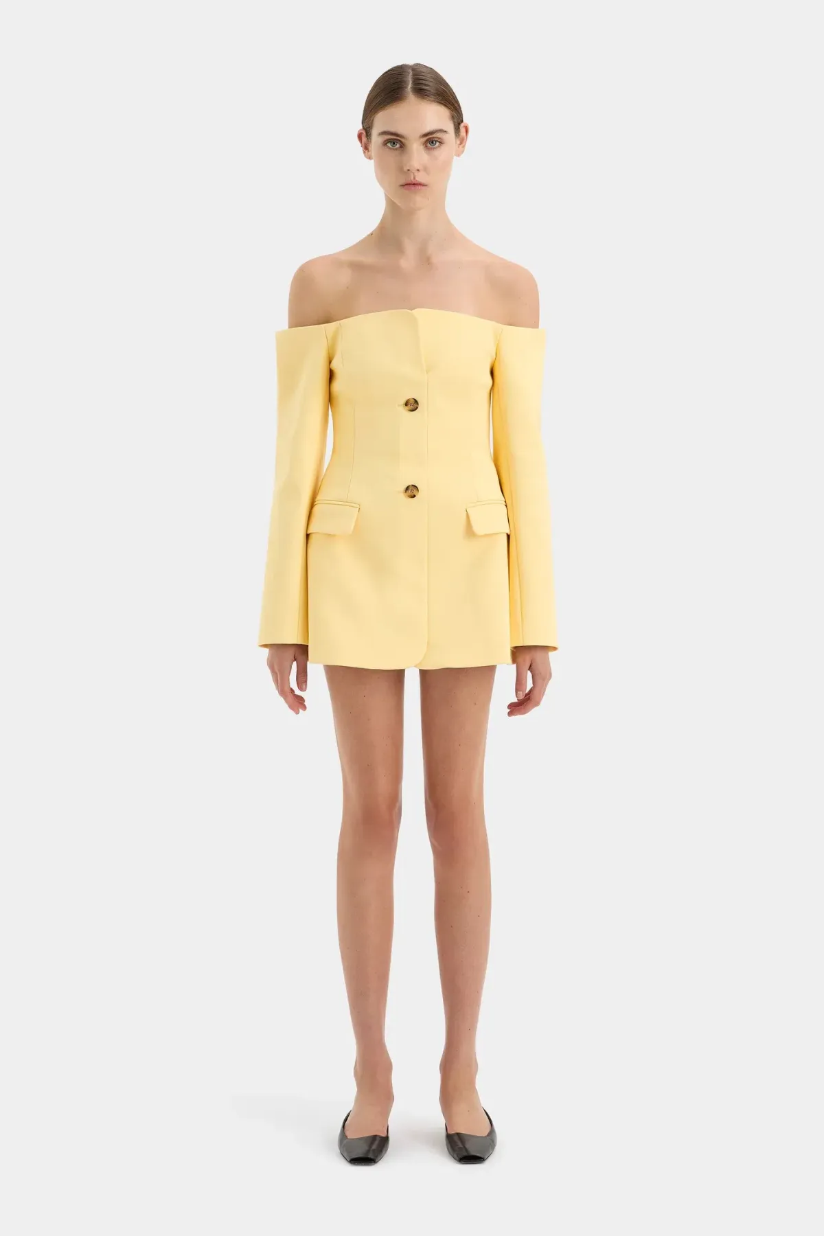 Sir the Label Sandrine Tailored Mini Dress Limone Yellow Size 2 / AU 10 - Image 1
