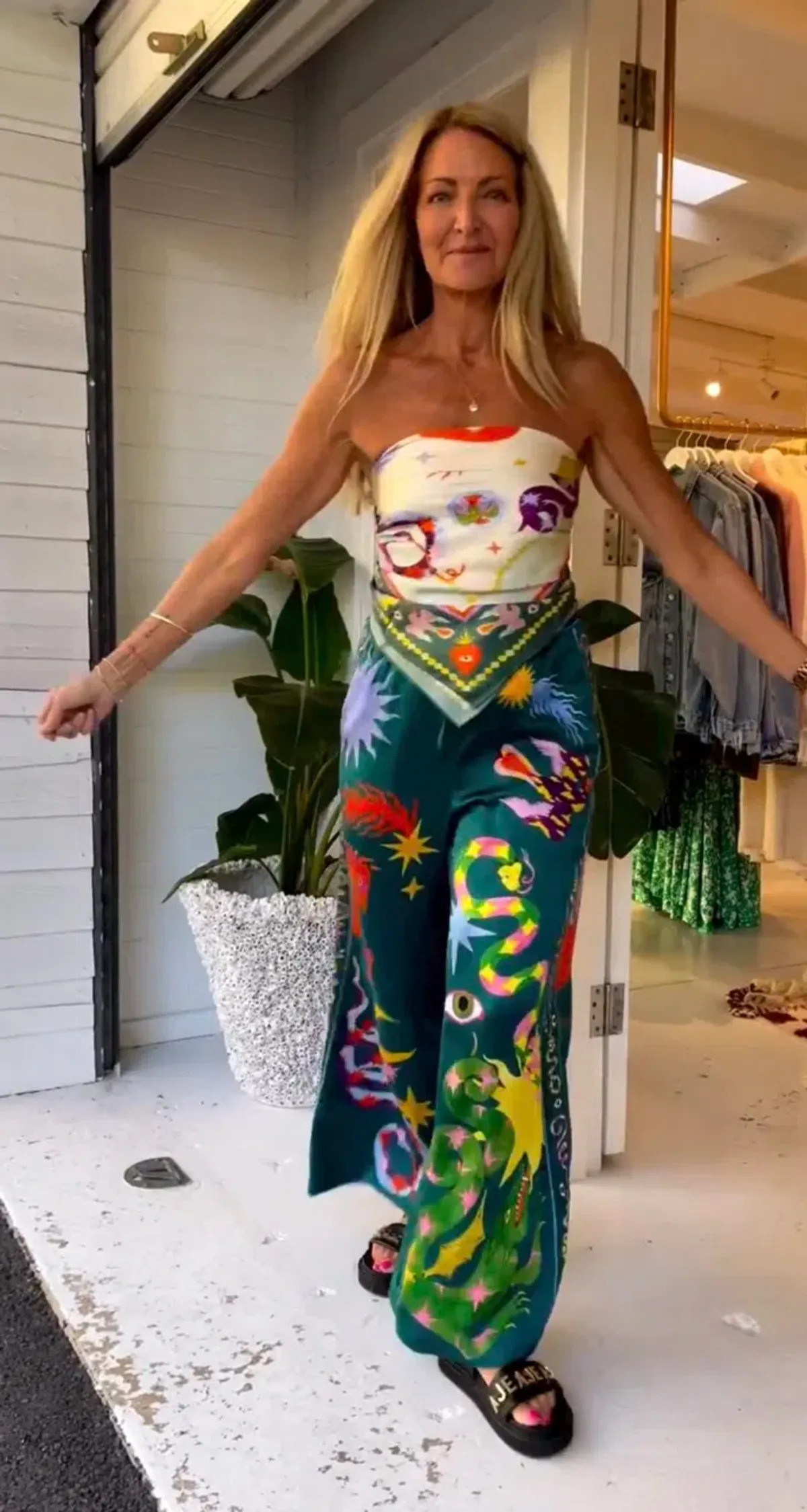 Alemais Lou Snake Scarf and Guardian Pants Set Green Multi Size 14 - Image 1