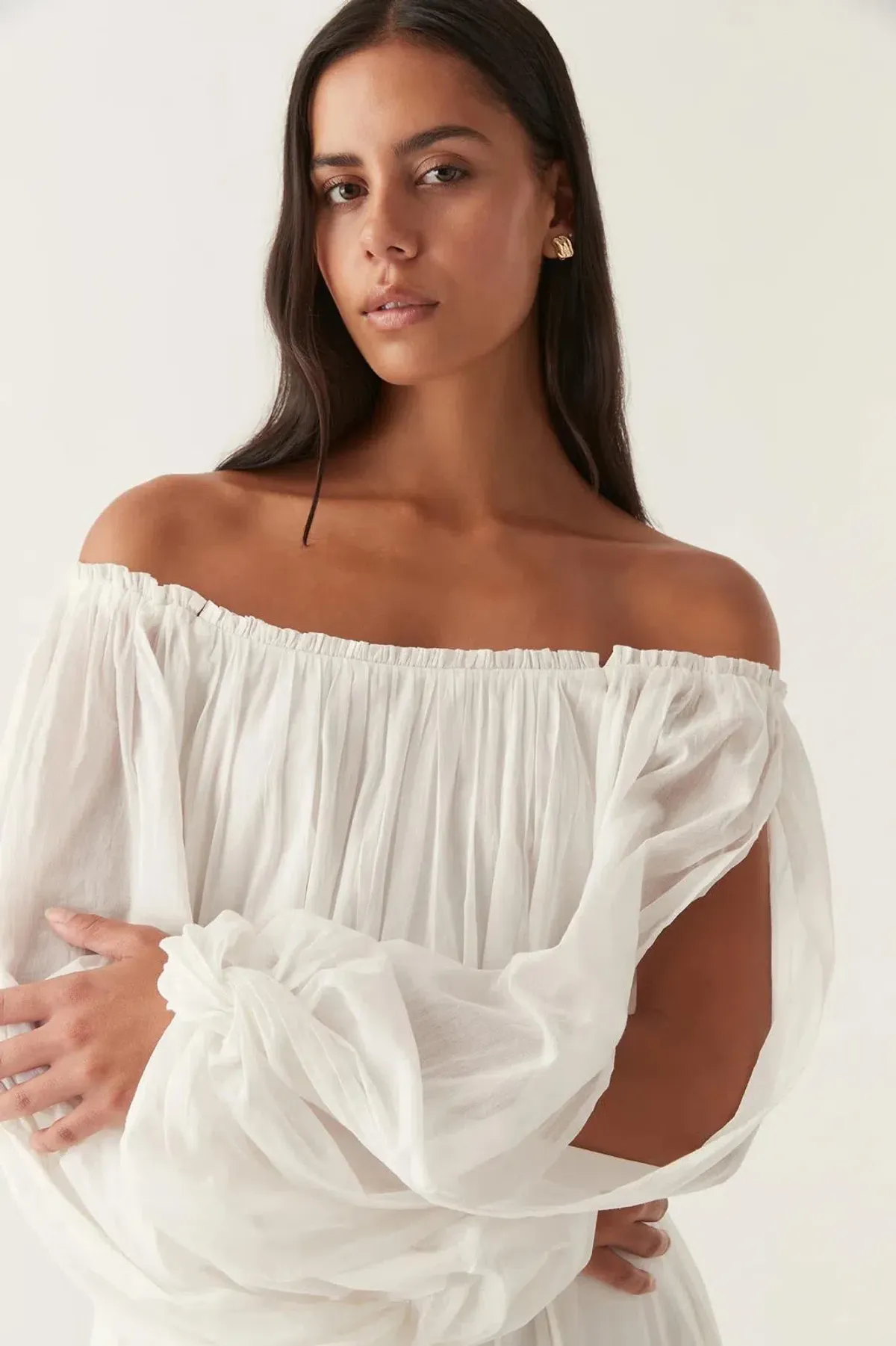 Aje Avani Smock Midi Dress Ivory Size 10 - Image 4