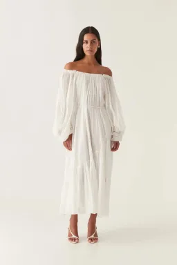 Aje Avani Smock Midi Dress Ivory Size 10 for rent on The Volte - image 2