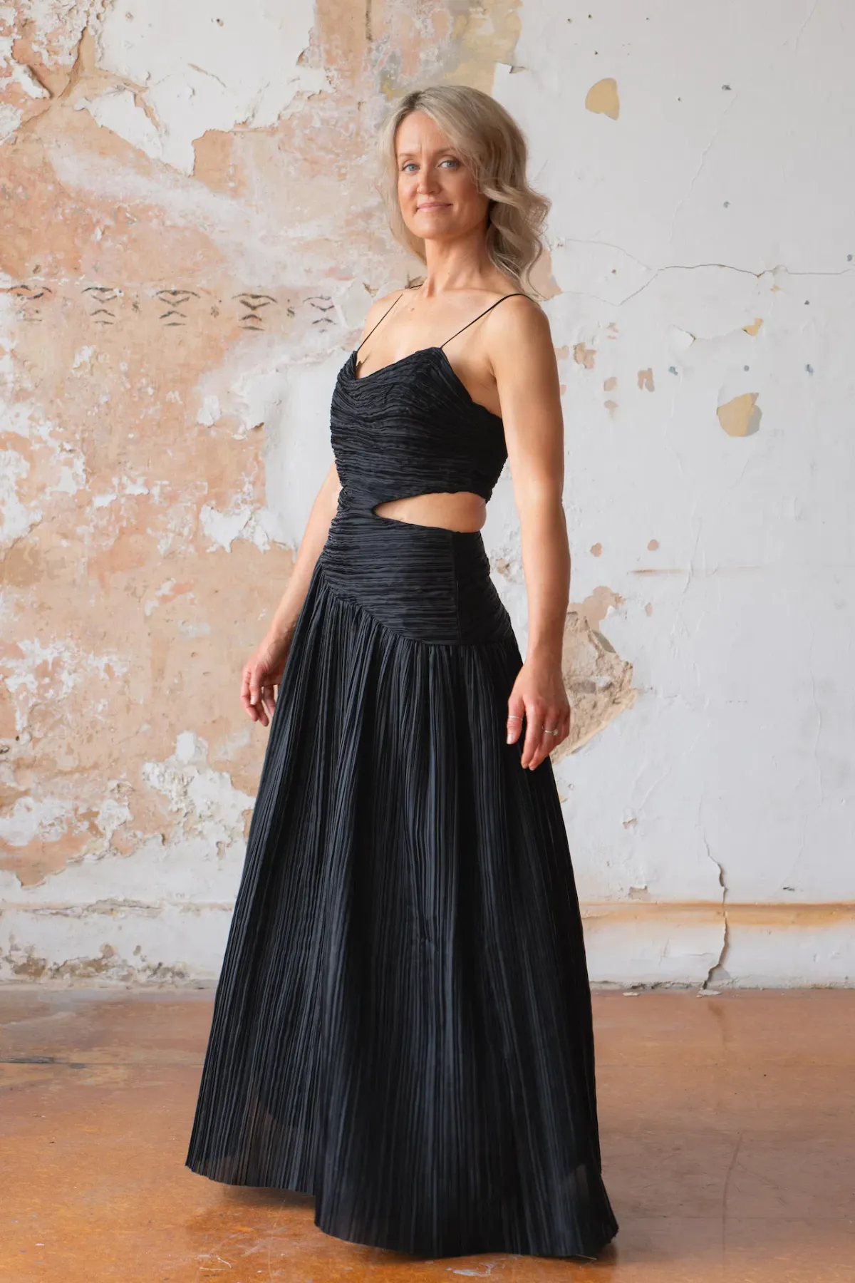 Aje Laurier Wave Maxi Dress Black Size 8 for rent on The Volte - main image