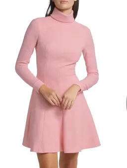 Emilia Wickstead Peony Pink Stella Dress, Size AU 16, Cutout Back Long Sleeve Turtleneck for rent on The Volte - image 3