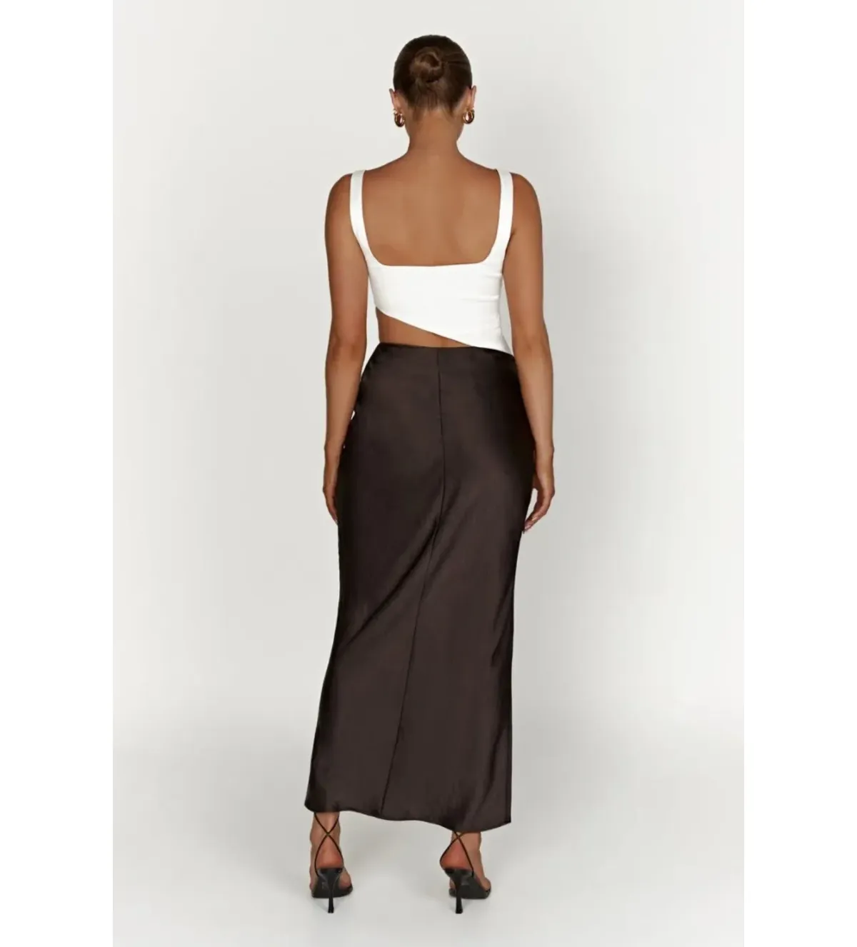Meshki Asymmetric Cut Maxi Dress Black and White Size XS/Au 6 - Image 3