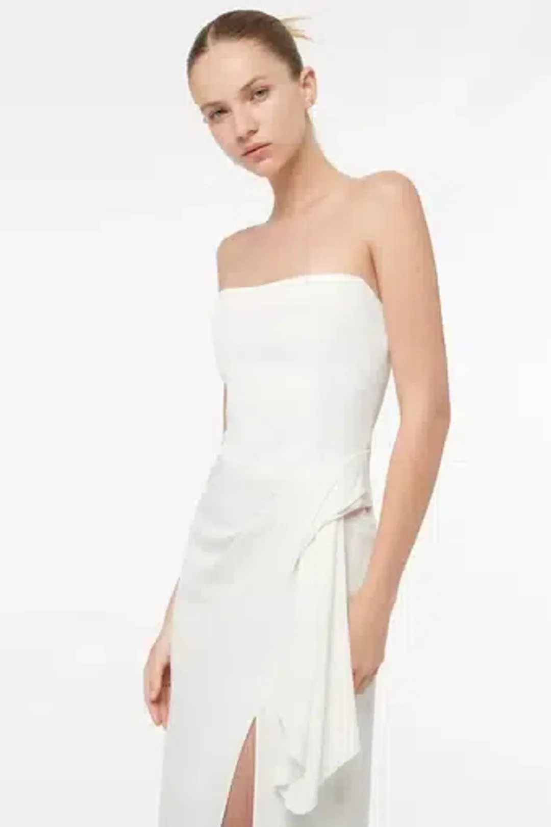 Manning Cartell Asymmetrical Games Strapless Gown White Size 12 for rent on The Volte - main image